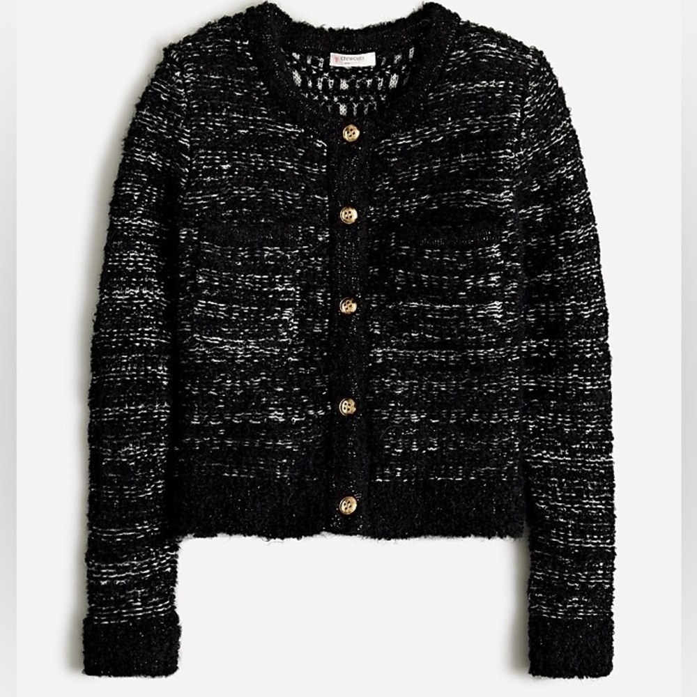 J.Crew Crewcuts Girls' Black Bouclé Lady Jacket/Sweater—XS - Picture 2 of 7